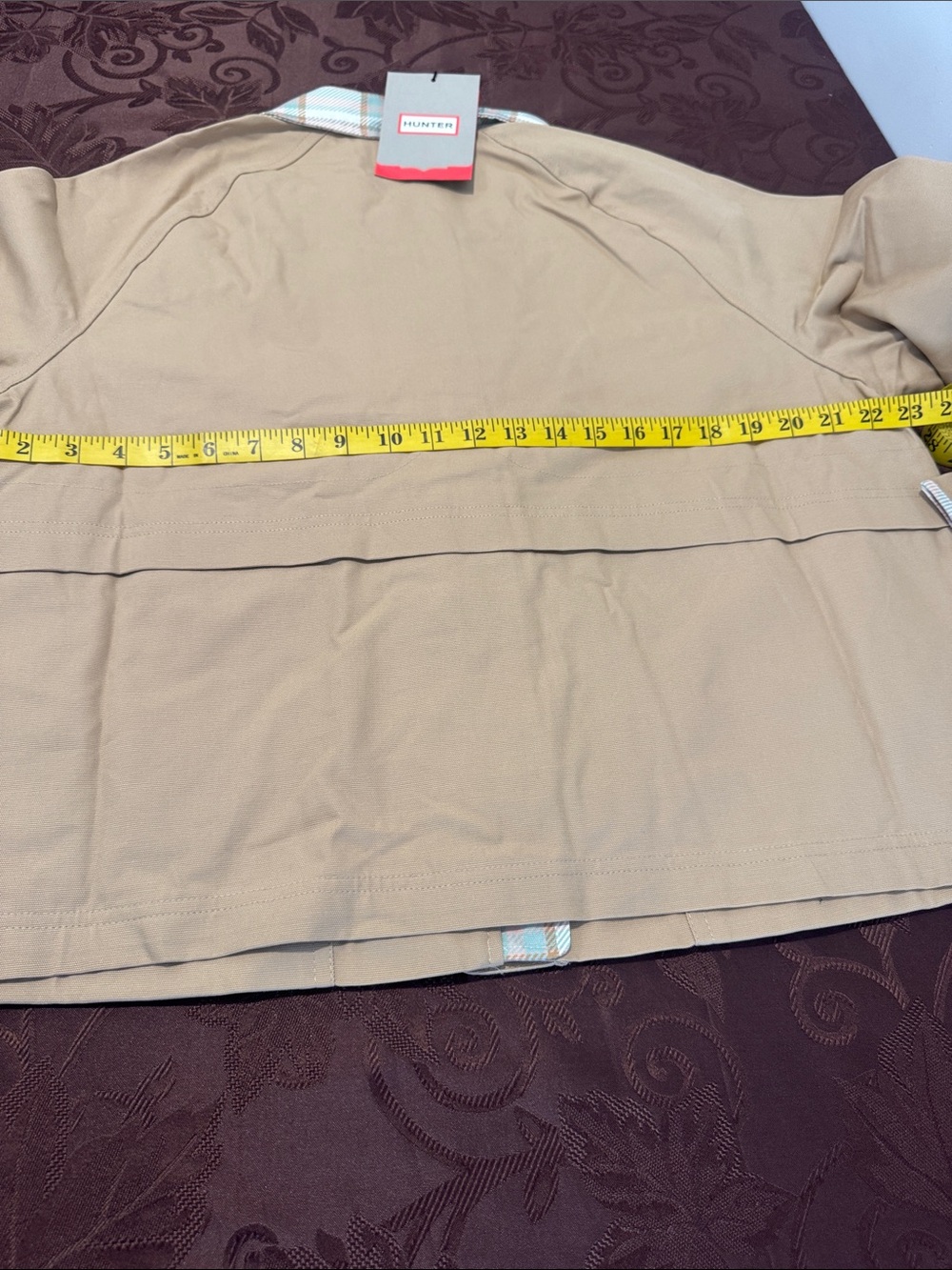 Hunter Tan Utility Jacket with Plaid Trim NWT - Picture 13 of 15